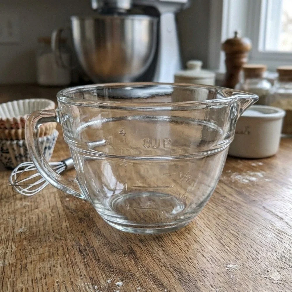 Pampered Chef 4 Cup Glass Measuring Batter Bowl Clear Prep Pitcher 1 Litre